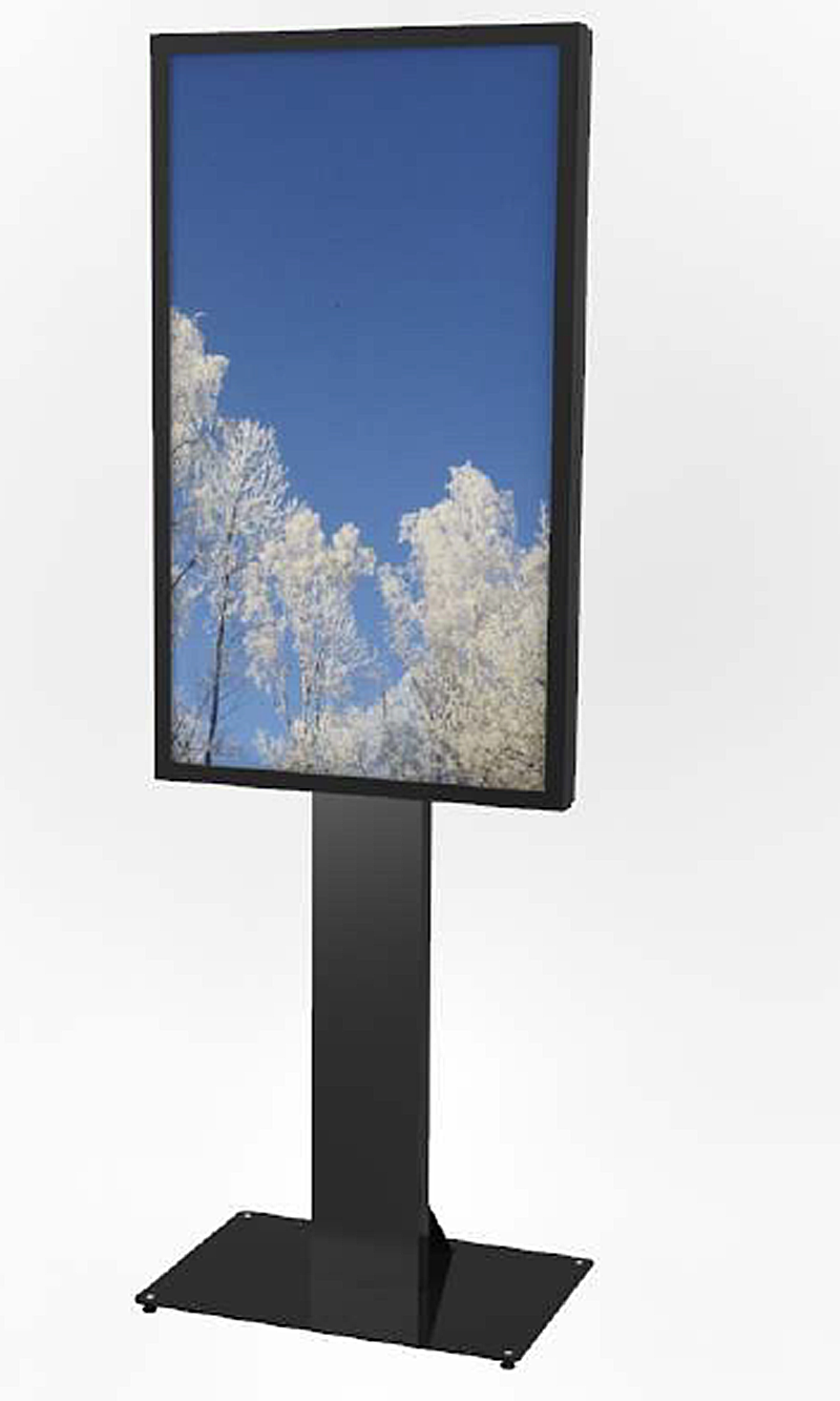 HI-ND FS0000-5001-02 Floorstand Glass - Universal Standfuß für 49 - 65 Zoll Display - Landscape/Portrait - Schwarz