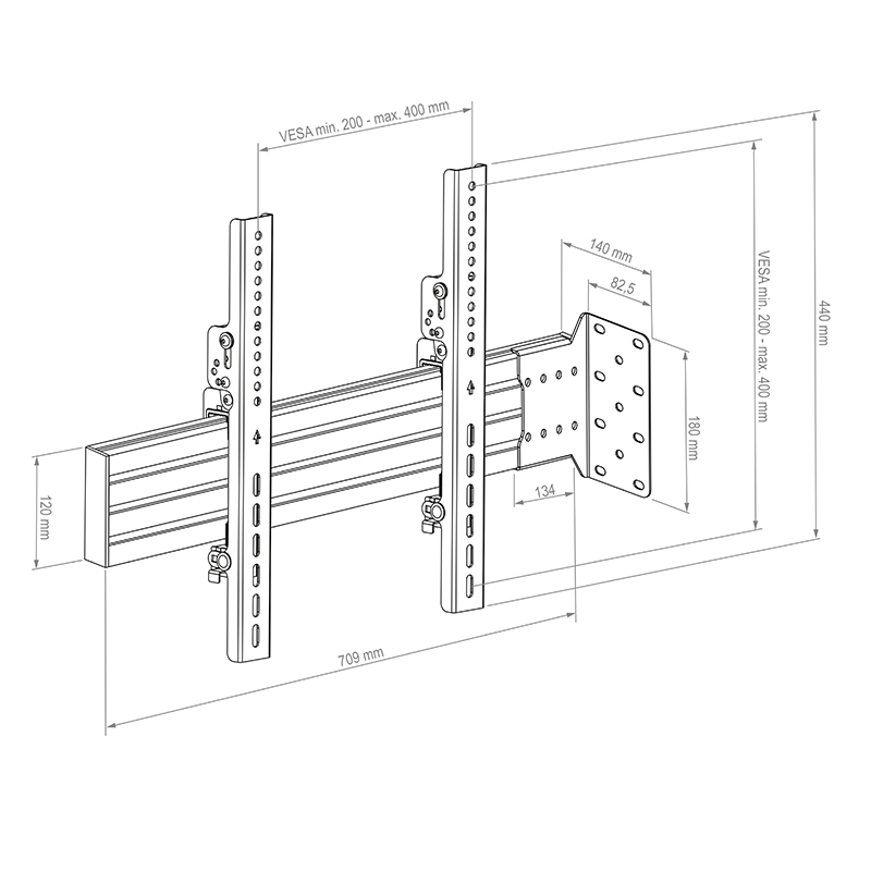 Hagor CPS FROM WALL SINGLE - Wall mount - 42-55 inch - VESA 600x400mm - up to 35kg - Black