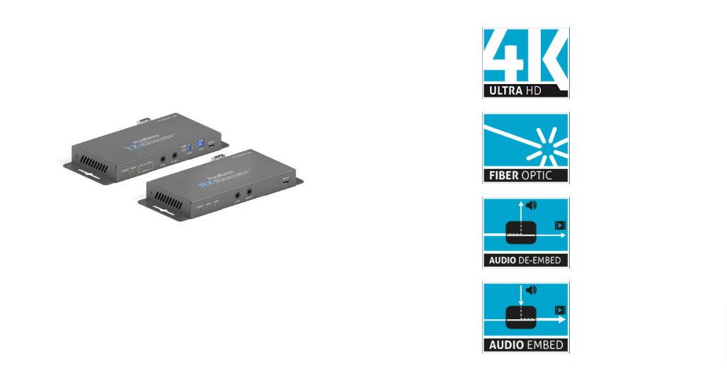 PureLink PureTools PT-HDOF-100 - Singlemode-Glasfaser HDMI-Extender Set - 4K 60Hz - HDCP 2.2 mit HDMI Loop out