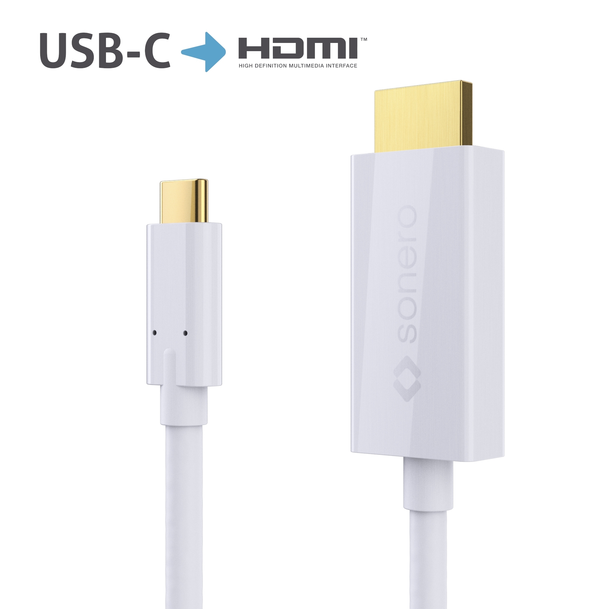 sonero USB-C auf DisplayPort Kabel - DP Mode - 4K60 - weiss - 1,0m