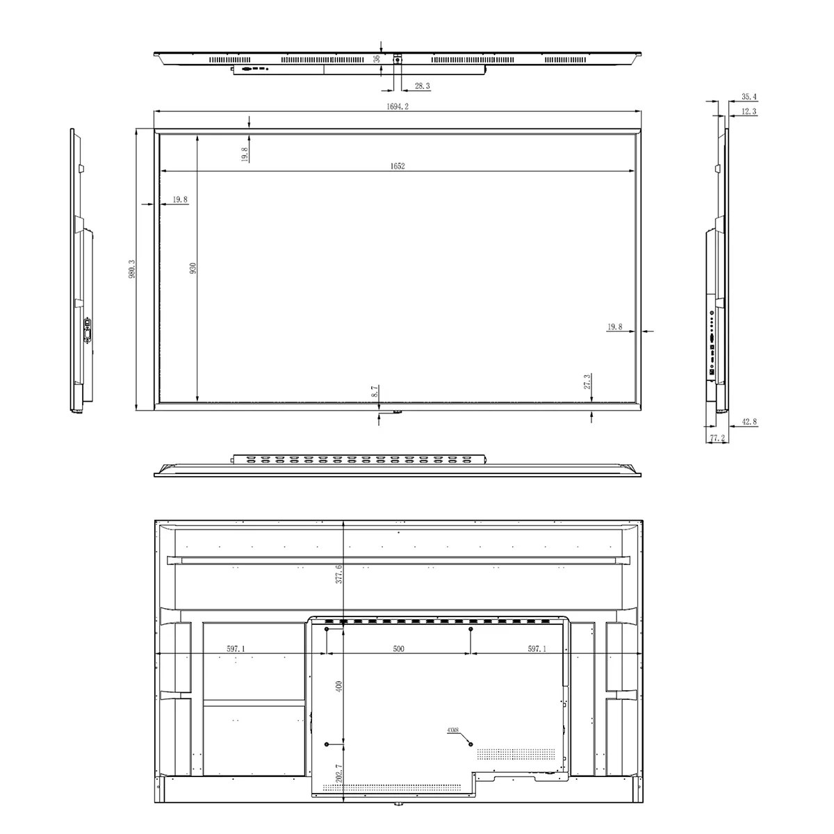 SWEDX SDS75K8-01 - 75 inch - 350 cd/m² - 4K - Ultra-HD - 3840x2160 pixels - Display