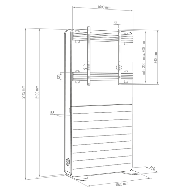 Hagor CON-Line Big FS 75 - 98 - Standfuß - 75-98 Zoll - VESA 900x800mm - bis 150kg - freistehende Medienstele - Weiß