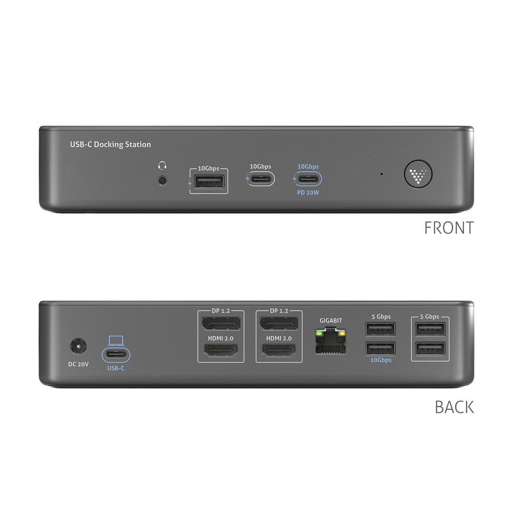Purelink Vuelogic VD-D210DL - 14-in-1 USB-C DisplayLink Docking Station - 2x HDMI 2.0 4K60, 2x DP 1.2 4K60, USB 3.2 Gen2 100W PD 10Gbps, 7x USB, 1x Ethernet