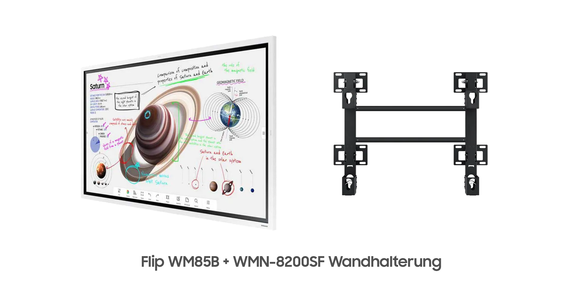 Samsung Flip Pro WM85B Bundle - 85 Zoll digitales Flipchart + gratis Samsung WMN-8200SF Wandhalterung