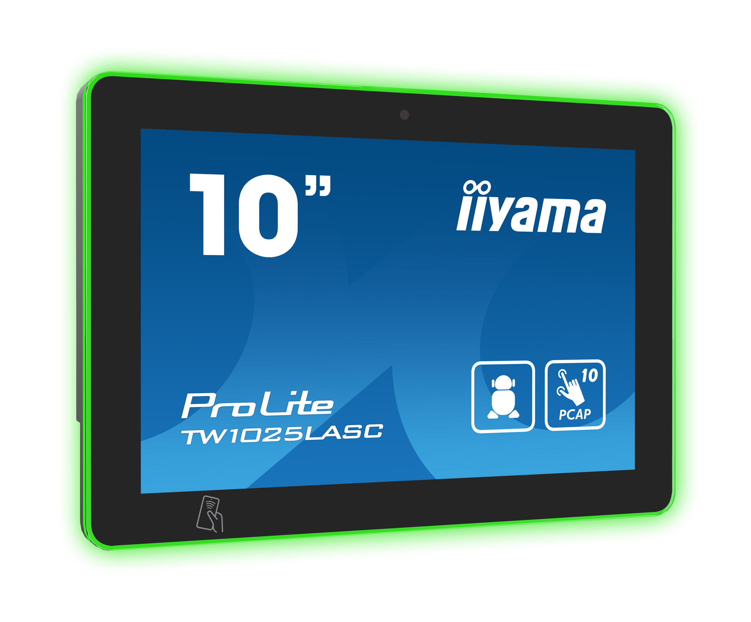 iiyama ProLite TW1025LASC-B1PNR - 10 inch - 390 cd/m² - WXGA - 1280x800 pixels - Android 12 - NFC/RFID module - RGB LED light strip - 10 point - touch display