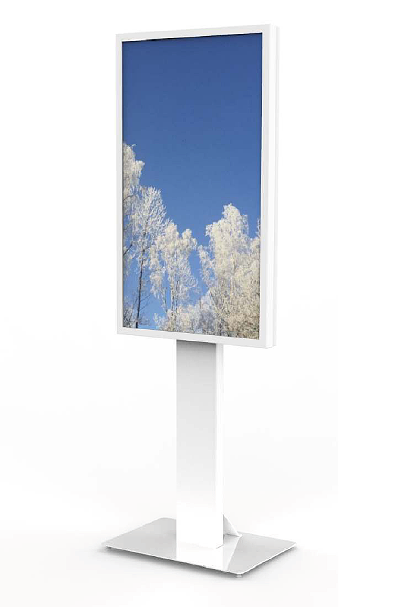 HI-ND FS0000-5001-01 Floorstand Glass - Universal Standfuß für 49 - 65 Zoll Display - Landscape/Portrait - Weiß