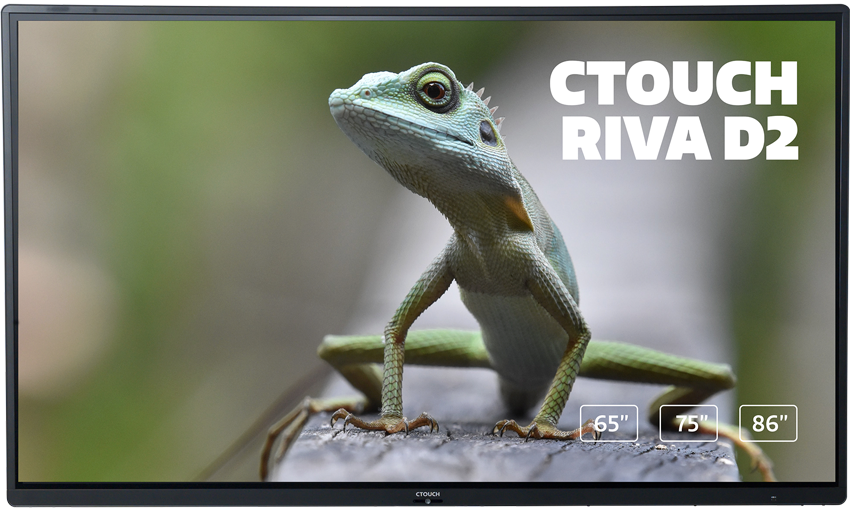 CTOUCH Riva D2 - 86 Zoll - 400 cd/m² - 4K - Ultra-HD - 3840x2160 Pixel - Android 13 - 40 Punkt - Touch Display - Schwarz