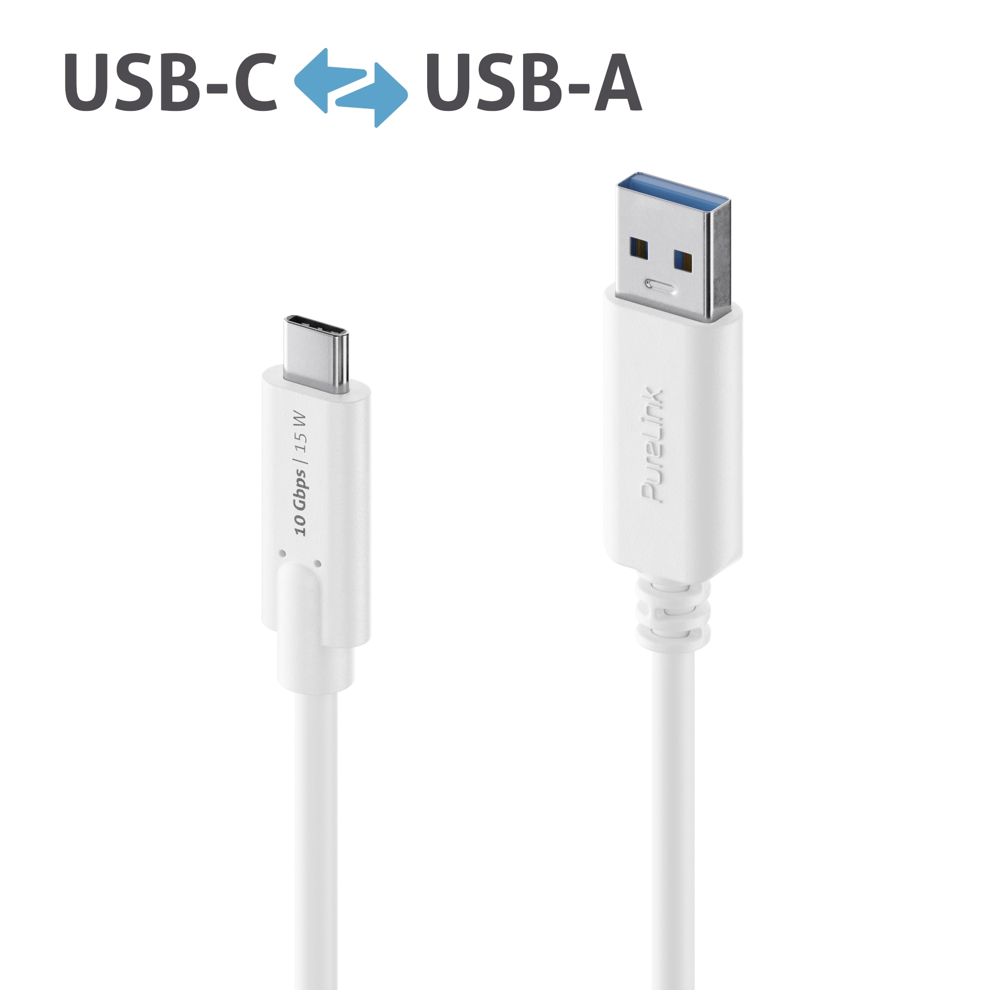 PureLink IS2610-005 - Premium USB 3.2 (Gen 2) USB-C auf USB-A Kabel - 0,50m - Weiss