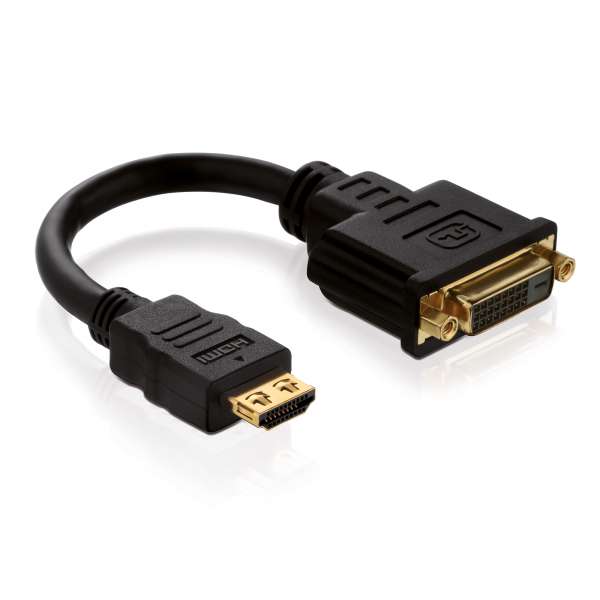 PureLink PI060 - 2K - HDMI / DVI Portsaver Adapter - 10cm Länge - Schwarz