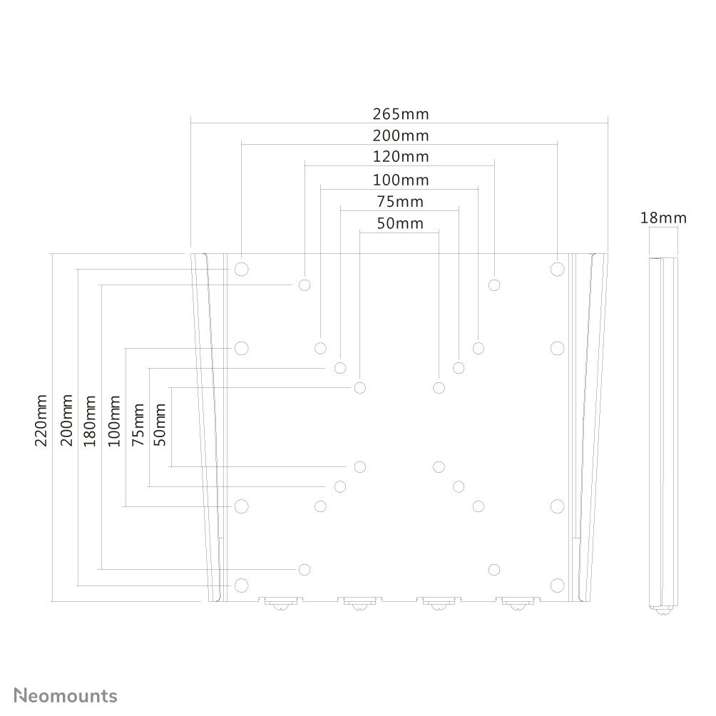 Neomounts FPMA-W110 - fixed wall mount - 10-40 inch - VESA 200x200mm - up to 35kg - silver