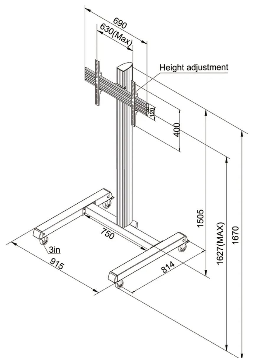 Neomounts by Newstar NMPRO-M1 - Rollwagen - 32-75 Zoll - VESA 600x400mm - bis 50kg - Schwarz