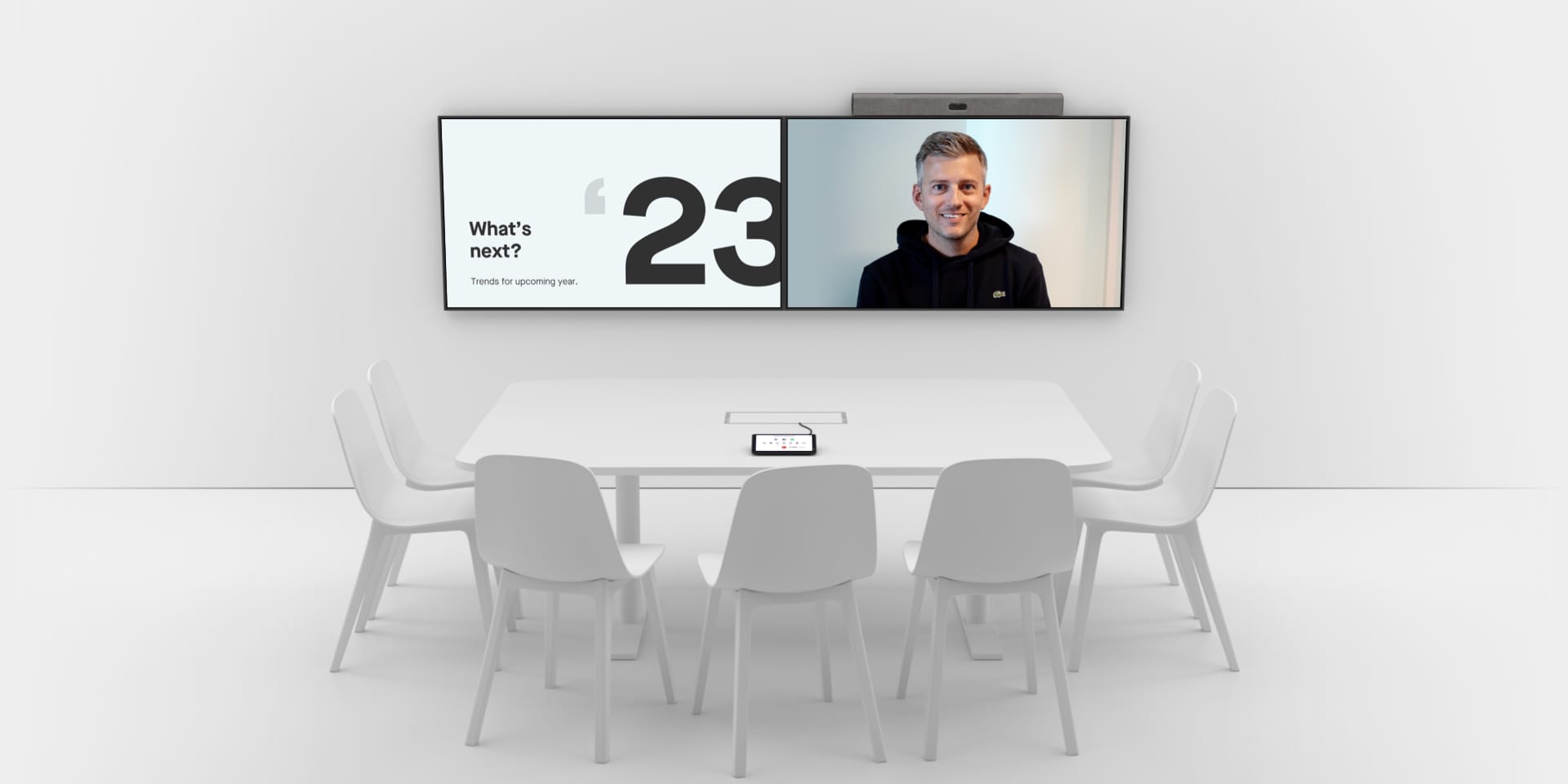 Neat Bar Pro for Zoom and Microsoft Teams - All-in-One-Videokonferenzsoundbar mit Neat Pad Controller - mittelgroße und große Räume