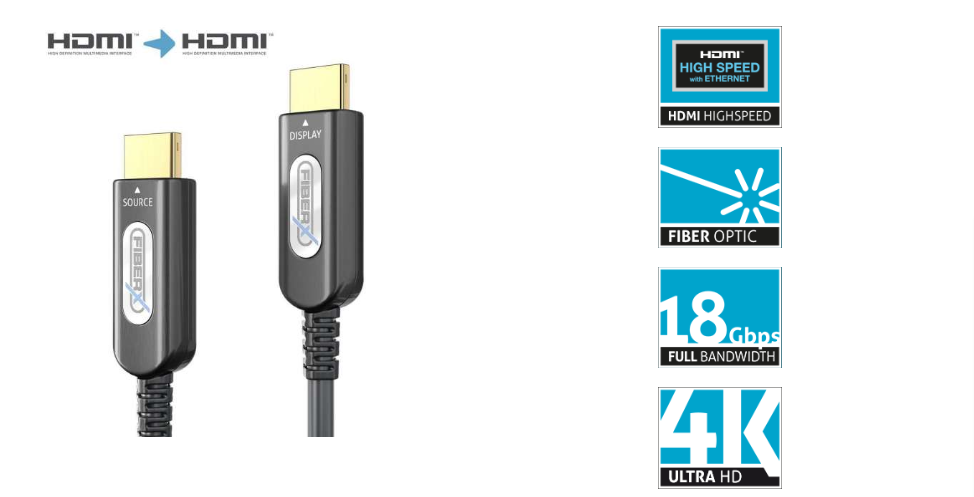 FiberX FX-I360-100 - HDMI 2.0 - 4K - Gepanzertes Glasfaserkabel mit Kabeltrommel - 100m