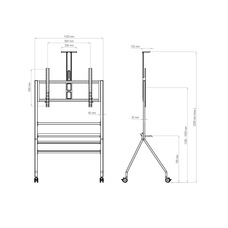 Hagor Flip Stand Scandio White - mobiles Standsystem - geeignet für Samsung Flip 75 Zoll und 85 Zoll - bis 90kg - Weiß