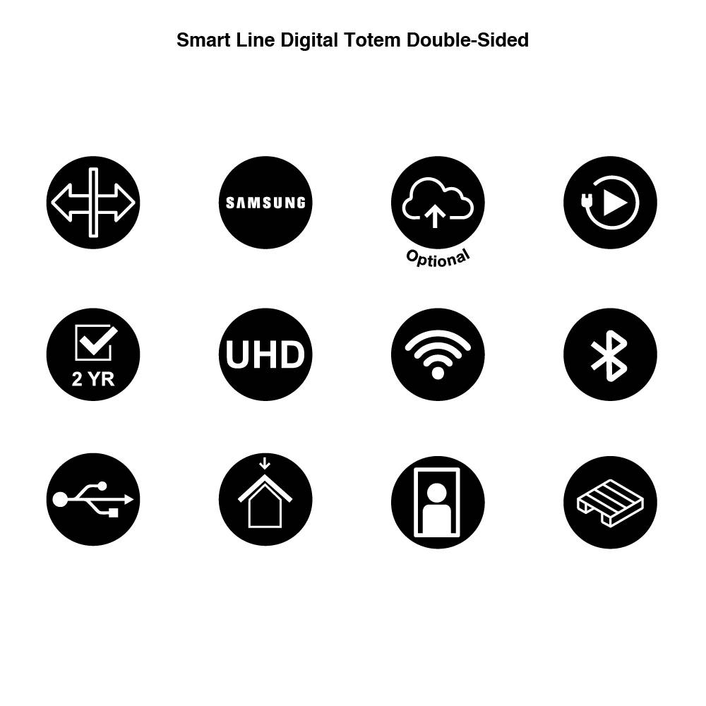 Smart Line Digitale Infostele Doppelseitig - 43 Zoll - Samsung QM43C Zoll Signage Display - 500cd/m² - UHD - Weiß - Kiosk