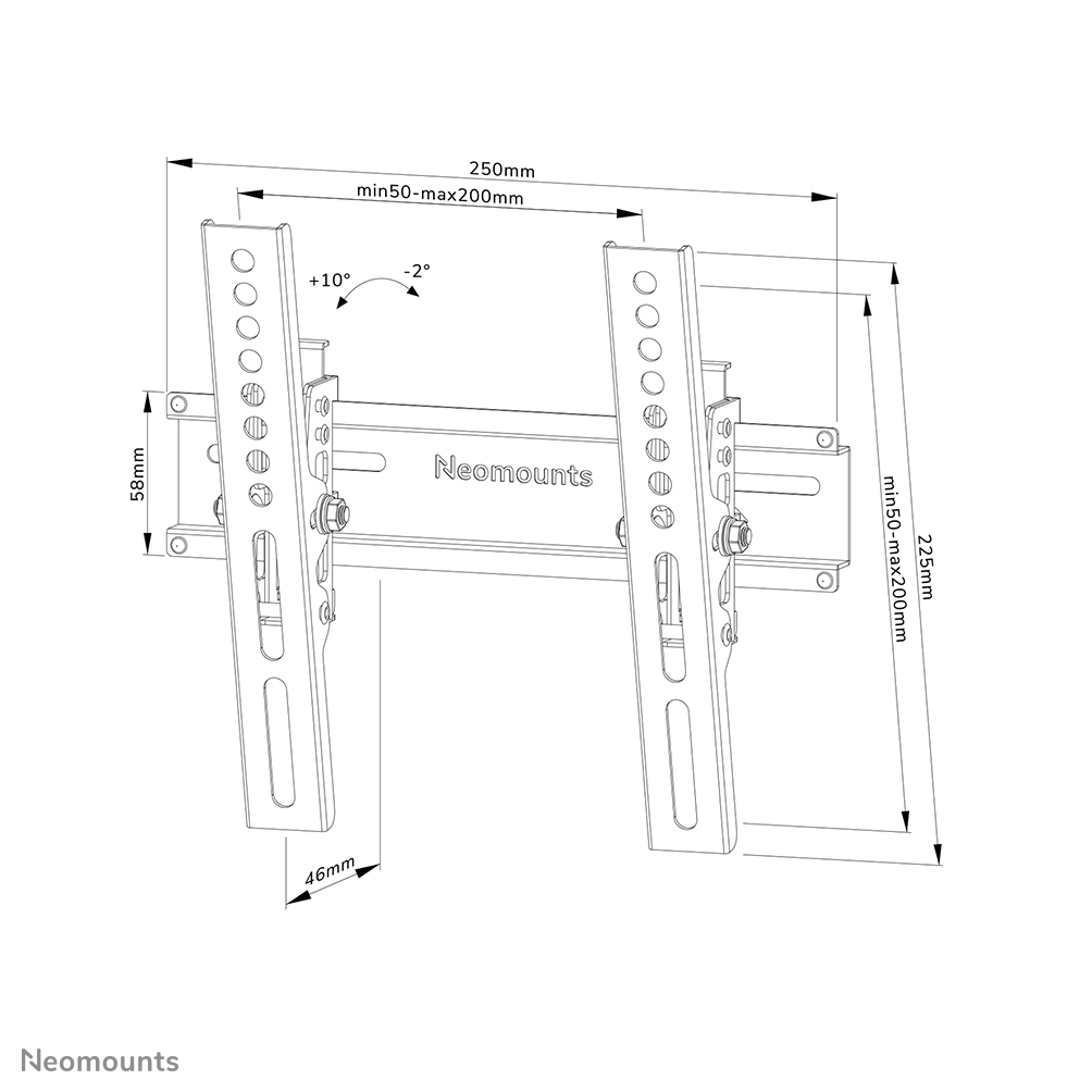 Neomounts WL35-350BL12 - neigbare Wandhalterung - 24-55 Zoll - VESA 200x200mm - bis 25 kg - Schwarz
