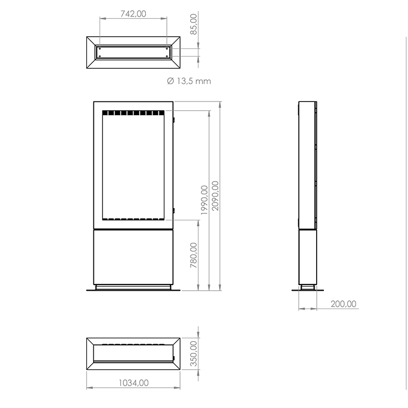 Samsung OM55N-S - Digital Outdoor Stele Portrait - 55 inch - 4000cd/m² - 24/7 - Heating and cooling - Vandalism protection