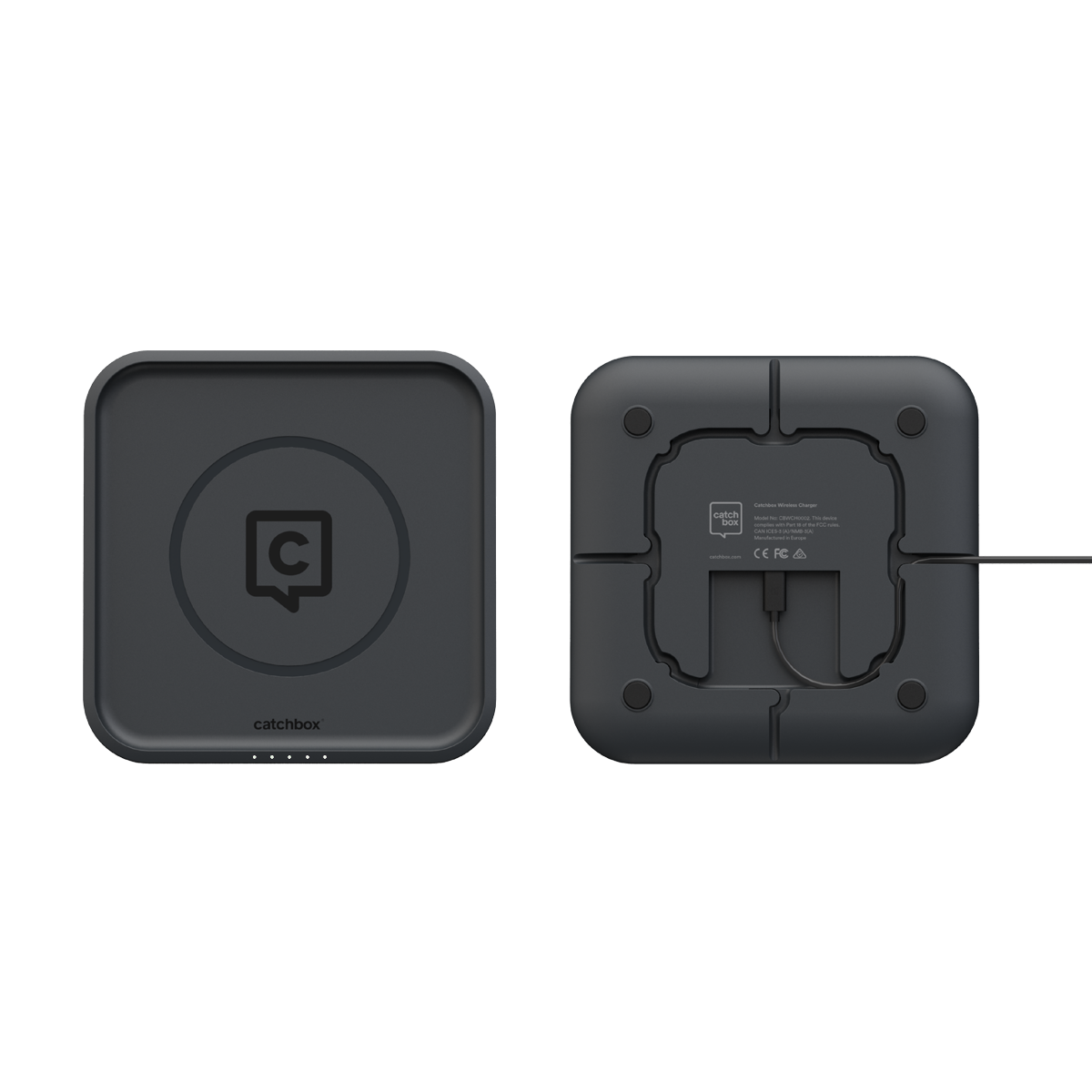 Catchbox Plus Bundle - 1 Cube Throw Microphone Grey - 1 Clip Wireless Lapel Microphone Dark Grey - with Wireless Charger