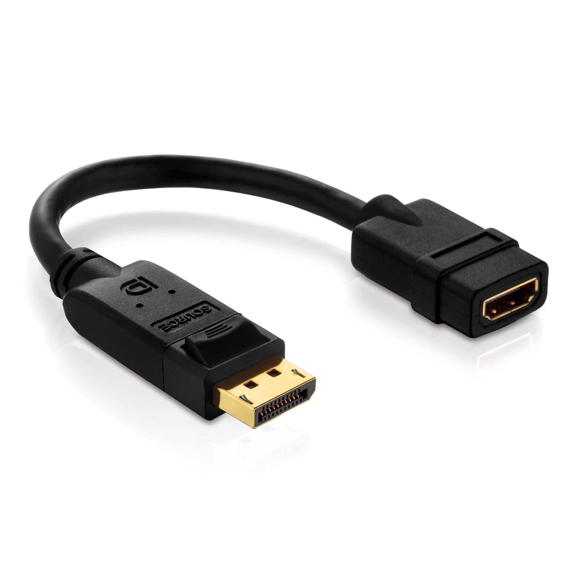 PureLink PI155 - Aktiver 2K DisplayPort / HDMI Portsaver Adapter - 10cm Länge - Schwarz