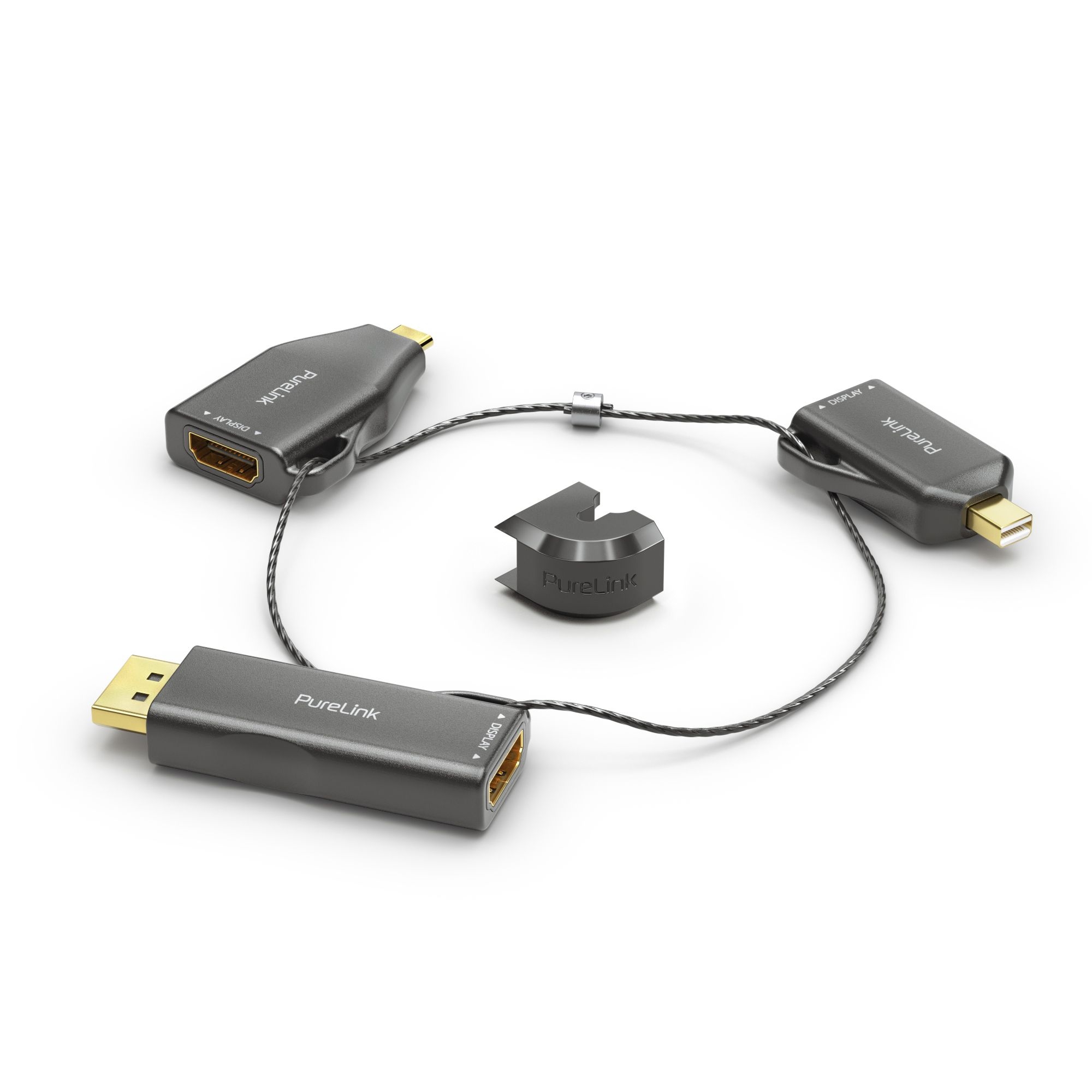 PureLink IQ-AR100 2K Adapter-Ring klein - 3x HDMI auf miniDP/DP/USB-C - Schwarz