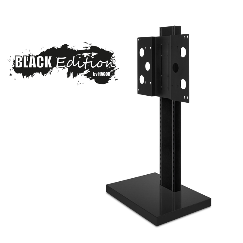 Hagor Info-Tower Single LB-HD "Black Edition" - mobiles Schwerlast-Standsystem - 85-98 Zoll - max. 125 kg - VESA 900x600mm - Schwarz