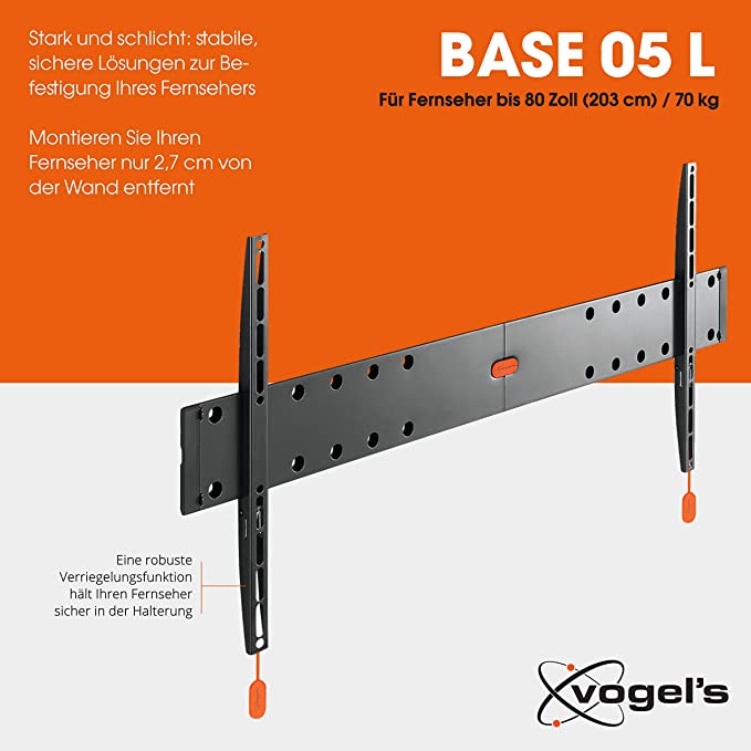 VOGELS BASE 05 L - fixe Wandhalterung für Displays von 40 bis 80 Zoll - VESA 800x400m - bis 70kg - Schwarz