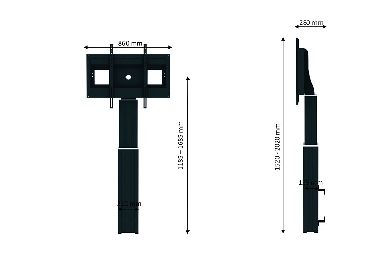 Neomounts by Newstar PLASMA-W2500Black - motorisierte Wandhalterung - 42-100 Zoll - VESA 800x600mm - bis 150kg - Schwarz
