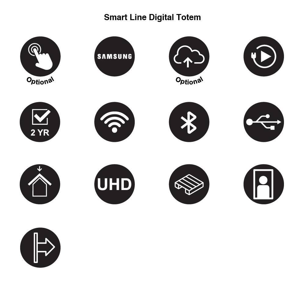 Smart Line digital info stele - 43 inch - Samsung QM43C inch signage display - 500cd/m² - UHD - with touch - black - kiosk