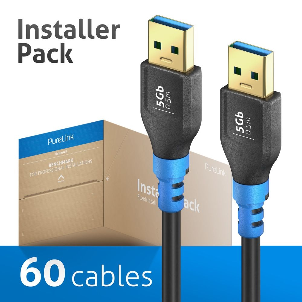 PureLink FI-U310-005-PCK - USB 3.2 Gen1 USB-A / USB-A cable - 0.5m cable length - Black - Installer Pack - 60 cables