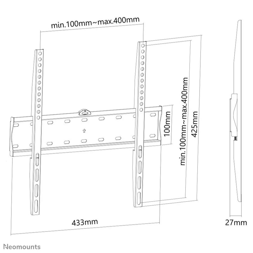 Neomounts FPMA-W300BLACK - fixe Wandhalterung - 32-55 Zoll - VESA 400x400mm - bis 40kg - Schwarz