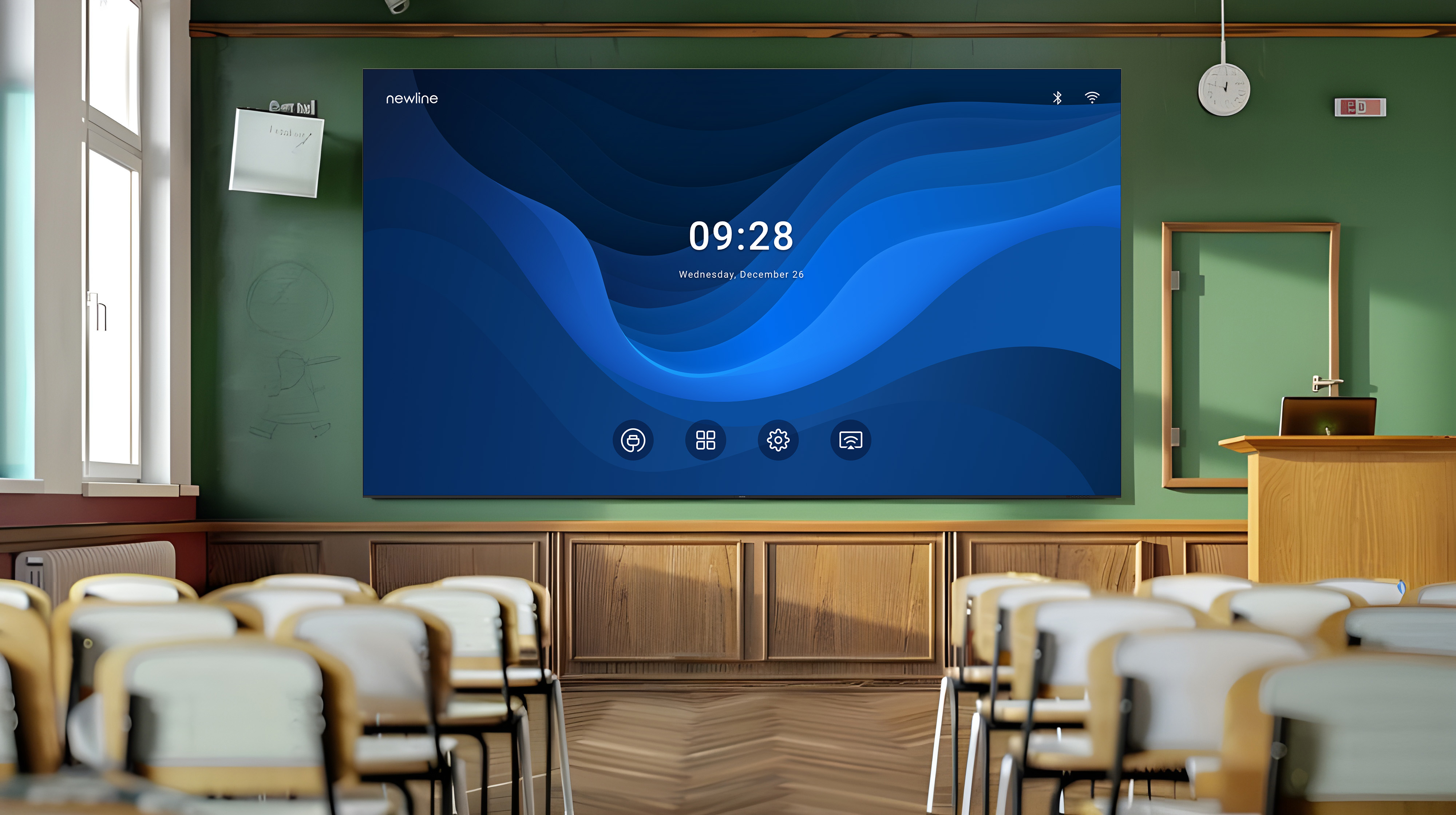 NewLine DV One+ DV-16324plus - 163 Zoll - 550 cd/m² - 1.875 mm PP - Full-HD - Android 13 - Direct View LED - All-in-One - Display