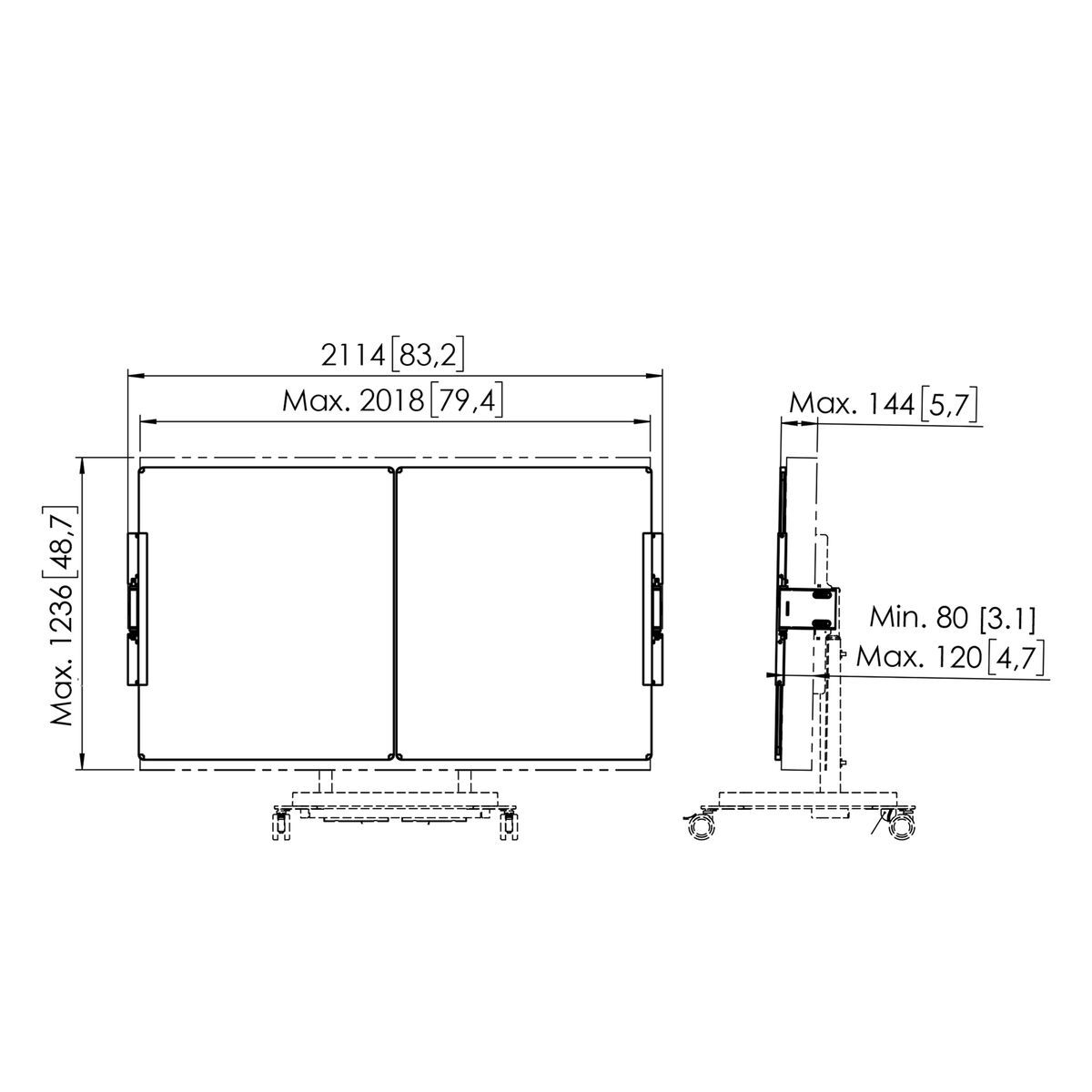 VOGELS RISE A228 - Whiteboard set 86 inch for motorised RISE stands and trolleys
