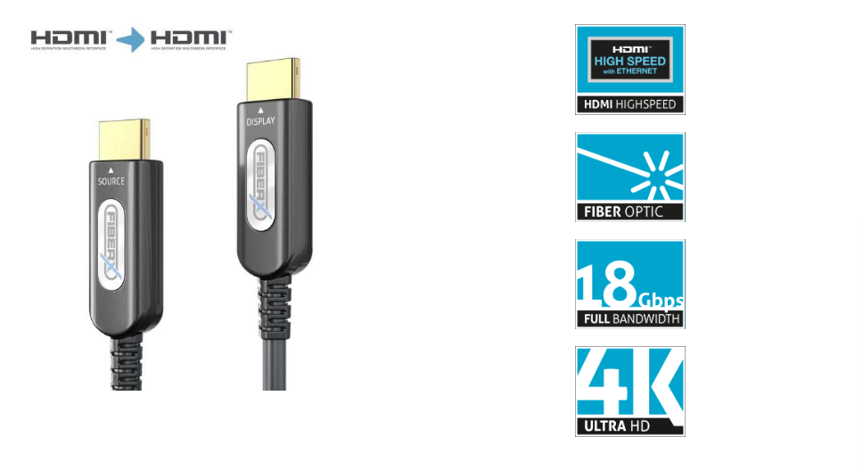 FiberX FX-I360-010S - HDMI 2.0 - 4K - Gepanzertes Glasfaserkabel - 10m