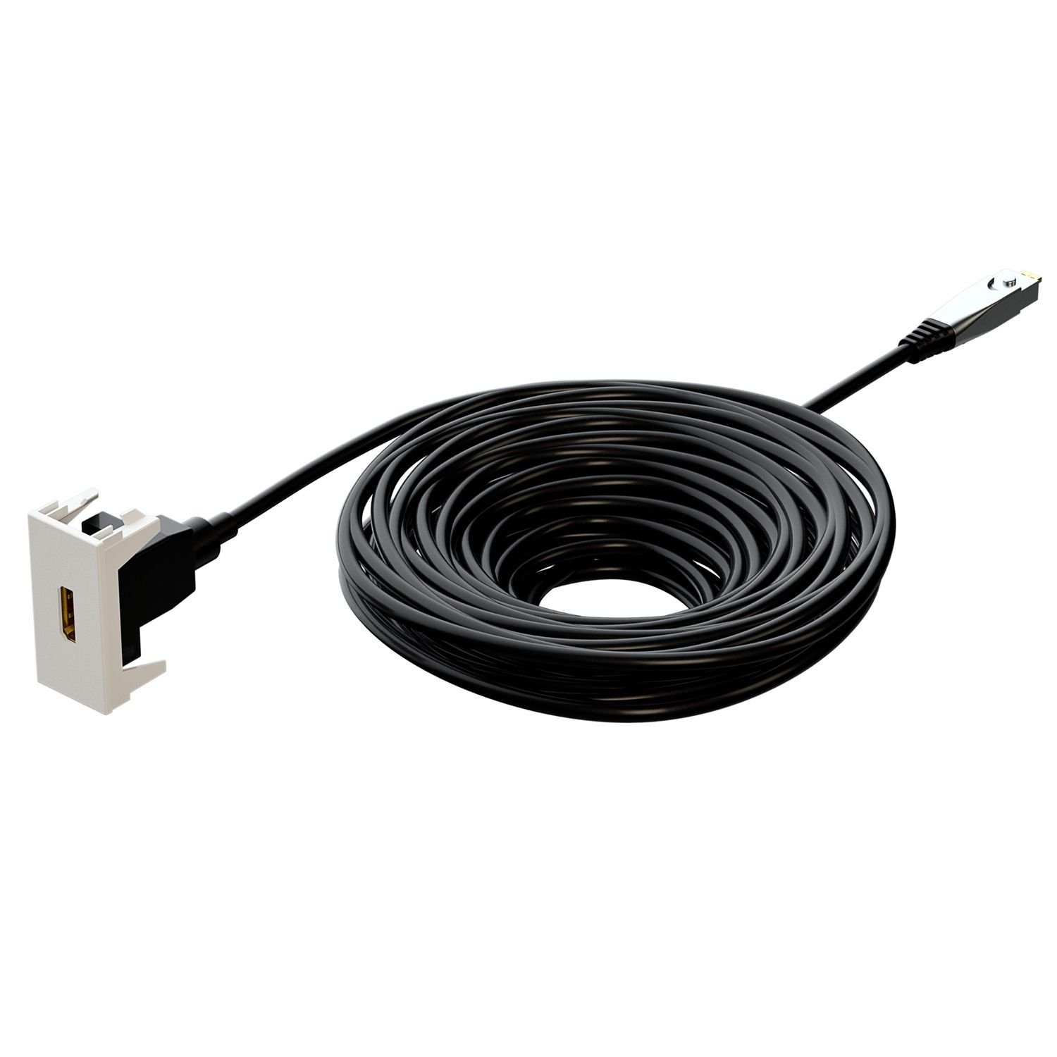 Kindermann Konnect flex 45 click HDMI AOC Kabel 5 m Kabellänge - Glasfaserkabel mit Ethernet - Halbblende - Weiß