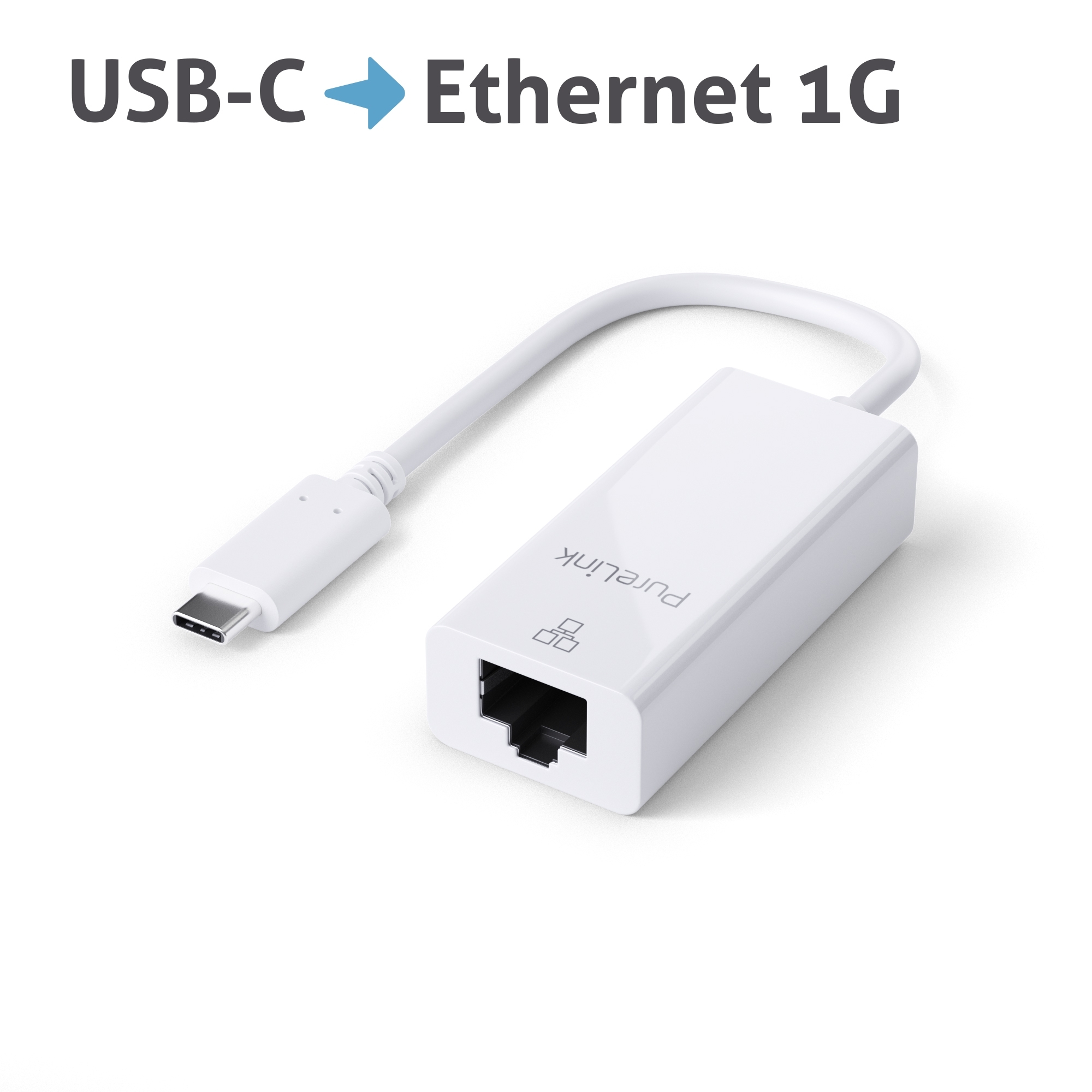 PureLink IS260 - Premium 1G USB-C auf Ethernet Adapter - Gigabit 1000Mbps - 0,1m - Weiss