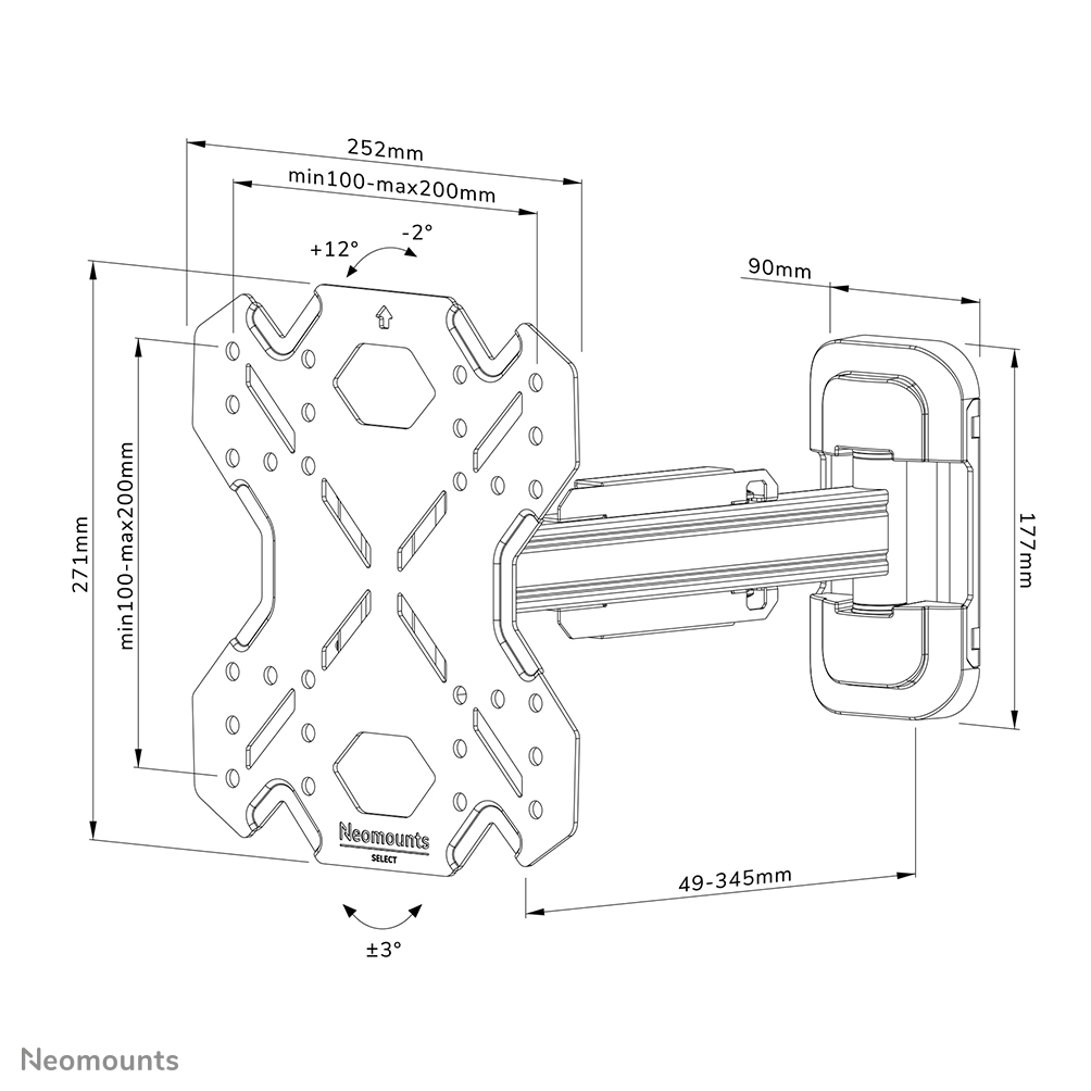 Neomounts WL40S-840BL12 - schwenk- und neigbare Wandhalterung - 32-55 Zoll - VESA 200x200mm - bis 40 kg - Schwarz Neomounts WL40S-840BL12 - schwenk- und neigbare Wandhalterung - 32-55 Zoll - VESA 200x200mm - bis 40 kg - Schwarz