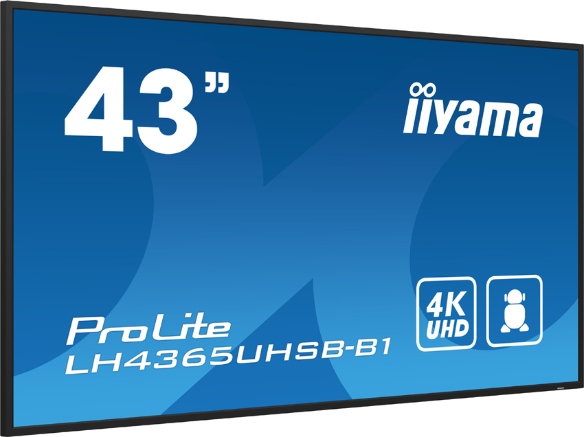 iiyama ProLite LH4365UHSB-B1 - 43 inch - 800 cd/m² - 4K - Ultra-HD - 3840x2160 pixels - 24/7 - Android - Display