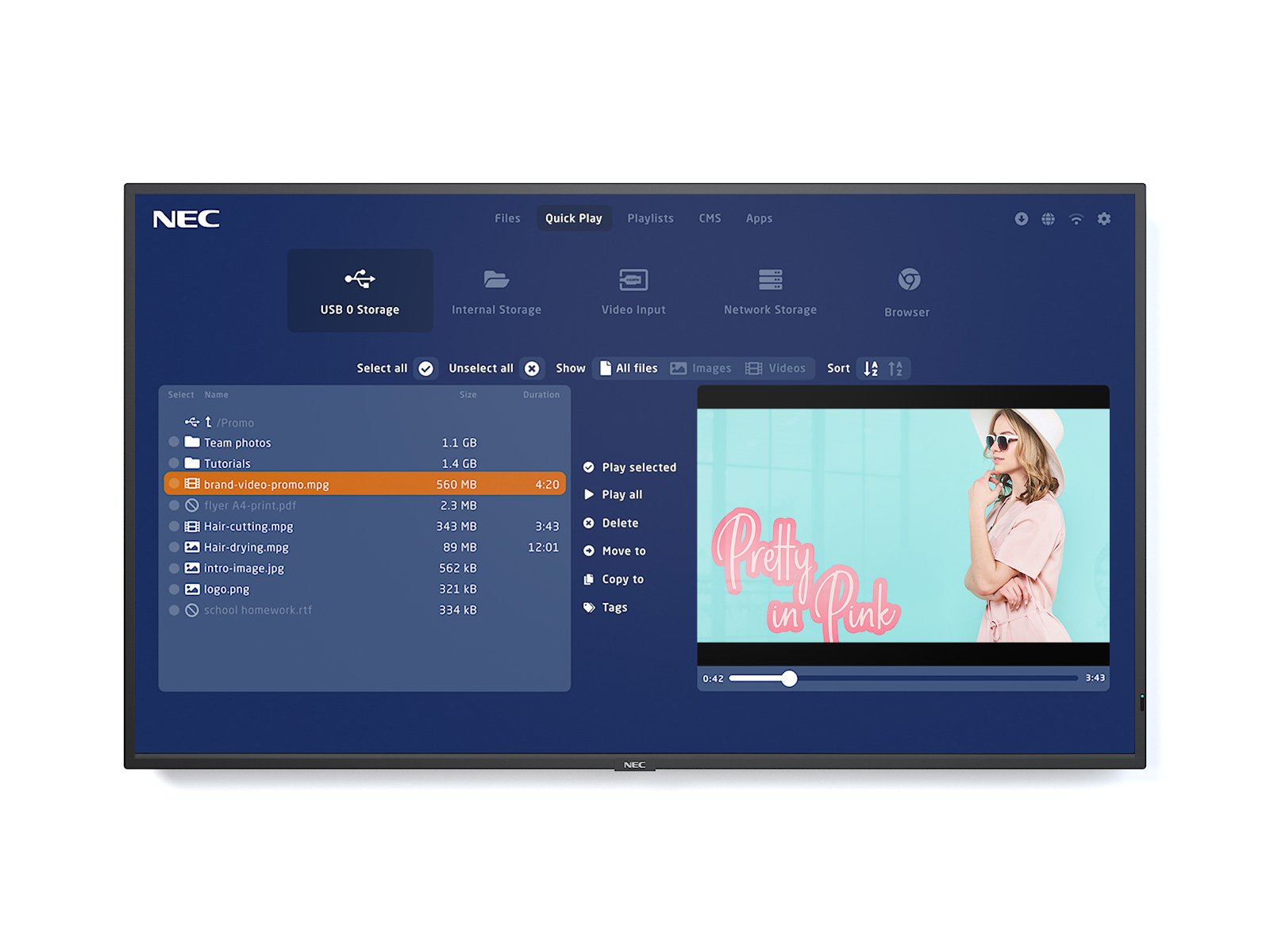 NEC MultiSync MA551-MPi4 - 55 inch - 500 cd/m² - Ultra-HD - 3840x2160 pixel - 24/7 - incl. NEC MediaPlayer - Message Advanced Large Format Display