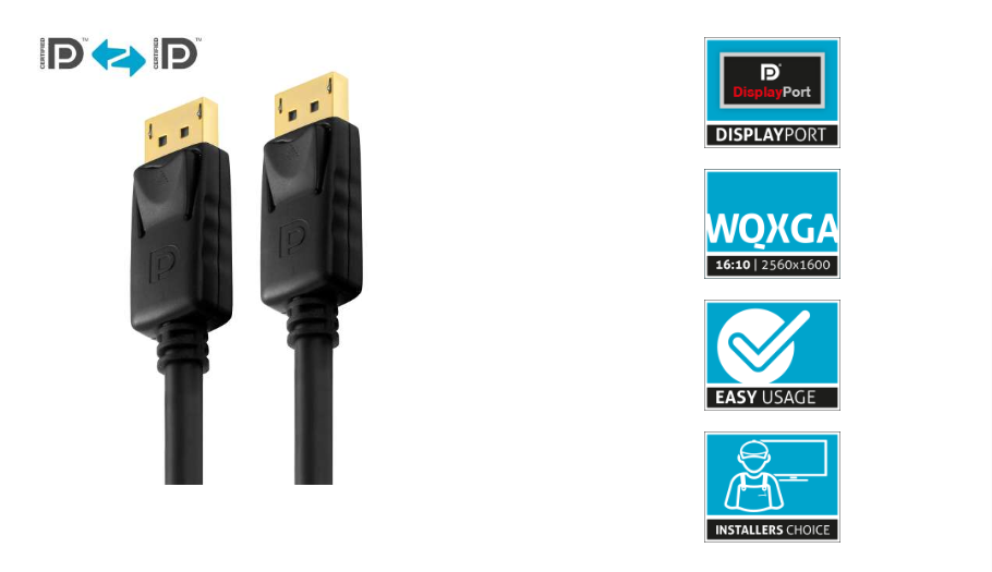 PureLink PI5000-100 - Zertifiziertes 2K DisplayPort Kabel - PureInstall - 10,0m - Schwarz