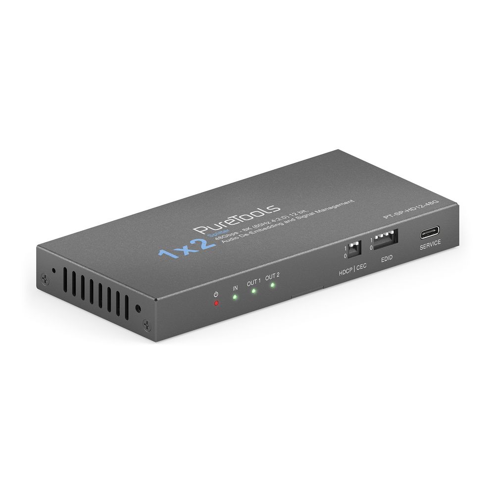 PureLink PT-SP-HD12-48G - HDMI 2.1 Splitter 1x2, 8K (60Hz 4:2:0), with down-scaling and EDID management