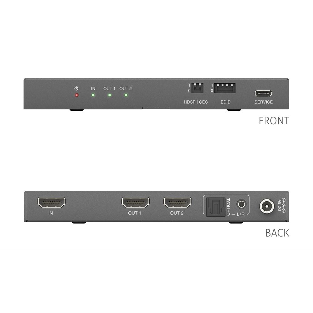 PureLink PT-SP-HD12-48G - HDMI 2.1 Splitter 1x2, 8K (60Hz 4:2:0), with down-scaling and EDID management