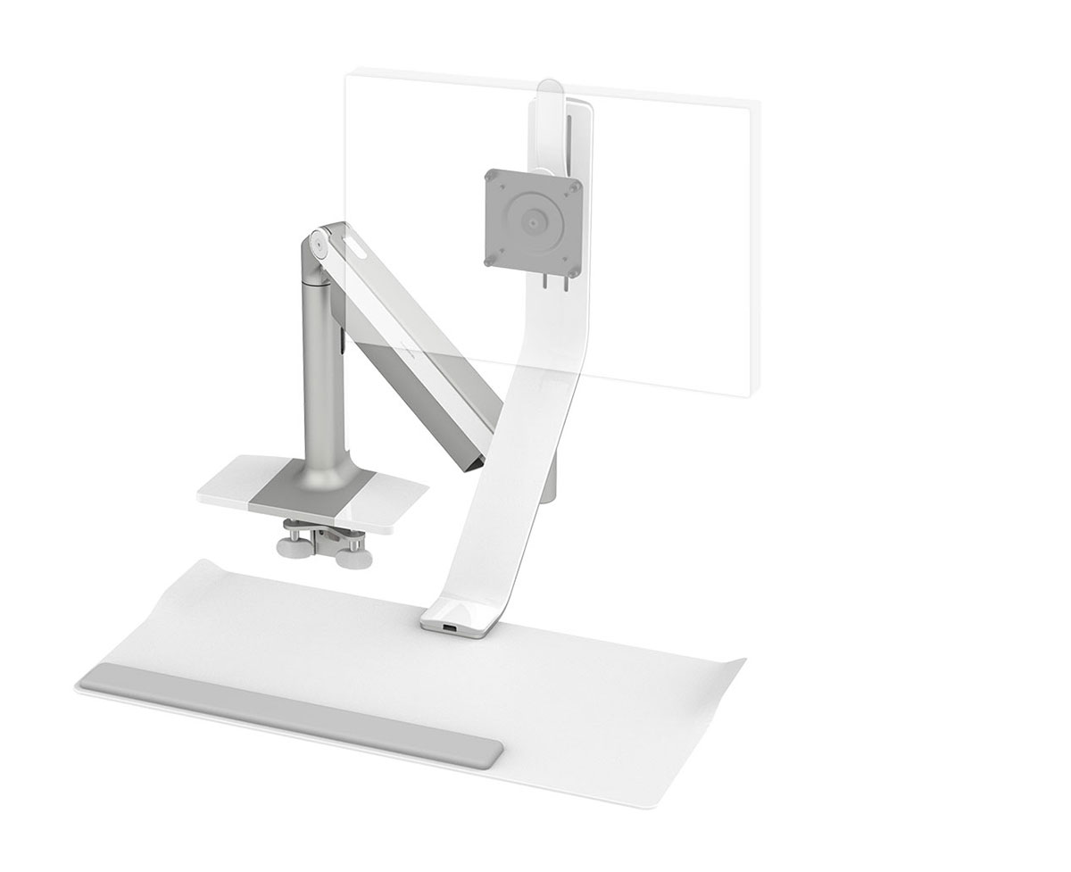 Humanscale QSLSHC - QuickStand Lite Befestigungskit - Spannbefestigung f. Tisch + einstellbarer Tastatur- u. Monitorarm - Alu / Silber