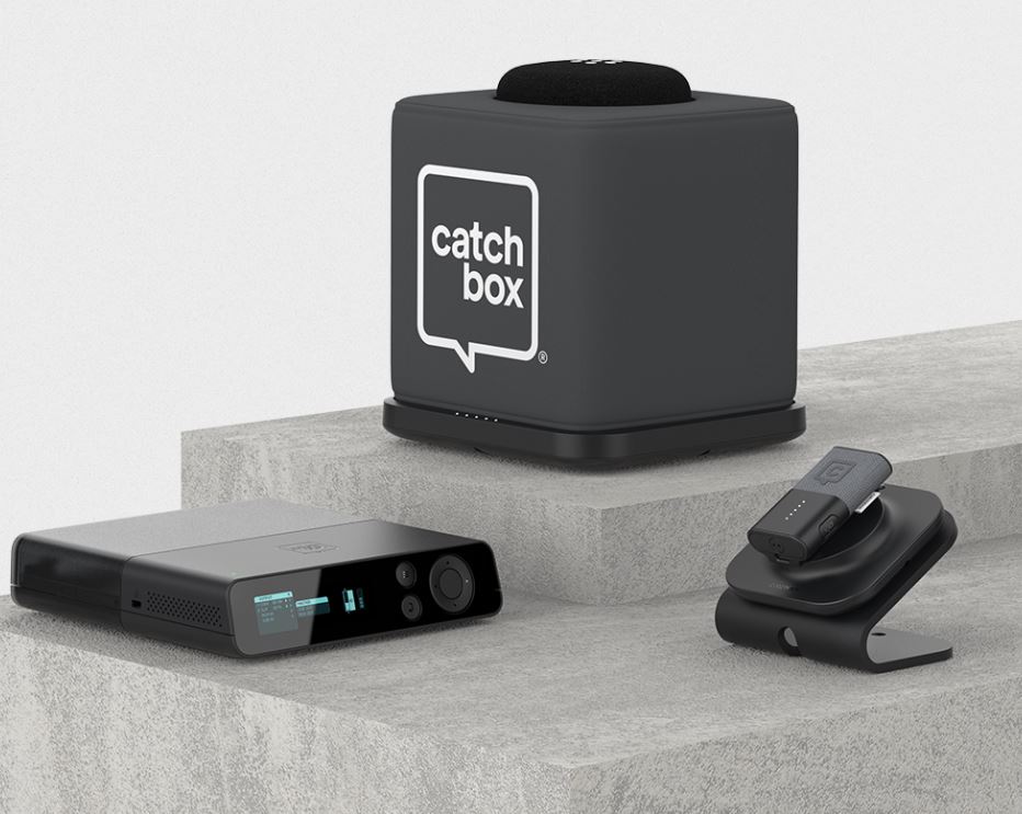 Catchbox Plus Bundle - 1 Cube Throw Microphone Grey - 1 Clip Wireless Lapel Microphone Dark Grey - without Chargers