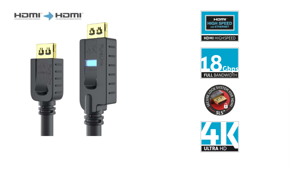 PureLink PI2010-050 - Aktives HDMI Kabel 4K 18Gbps - PureInstall 5,0m - Schwarz