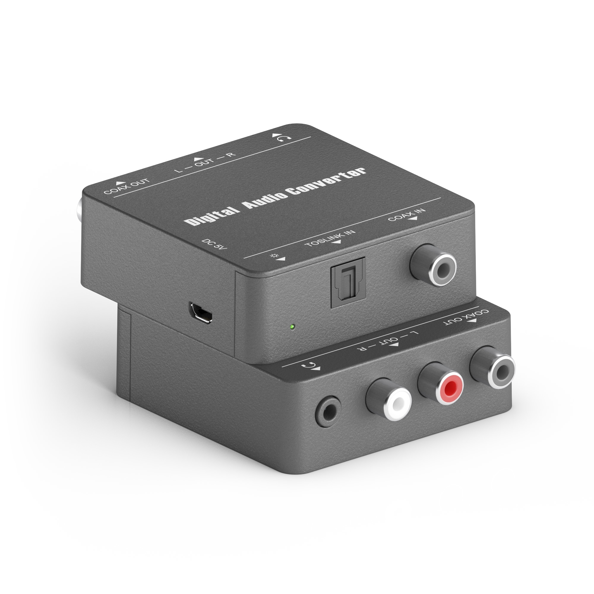 PureLink PT-C-DAC - D zu A Audio Konverter. Koaxial oder Toslink zu Analog L/R und 3,5 mm Audio.