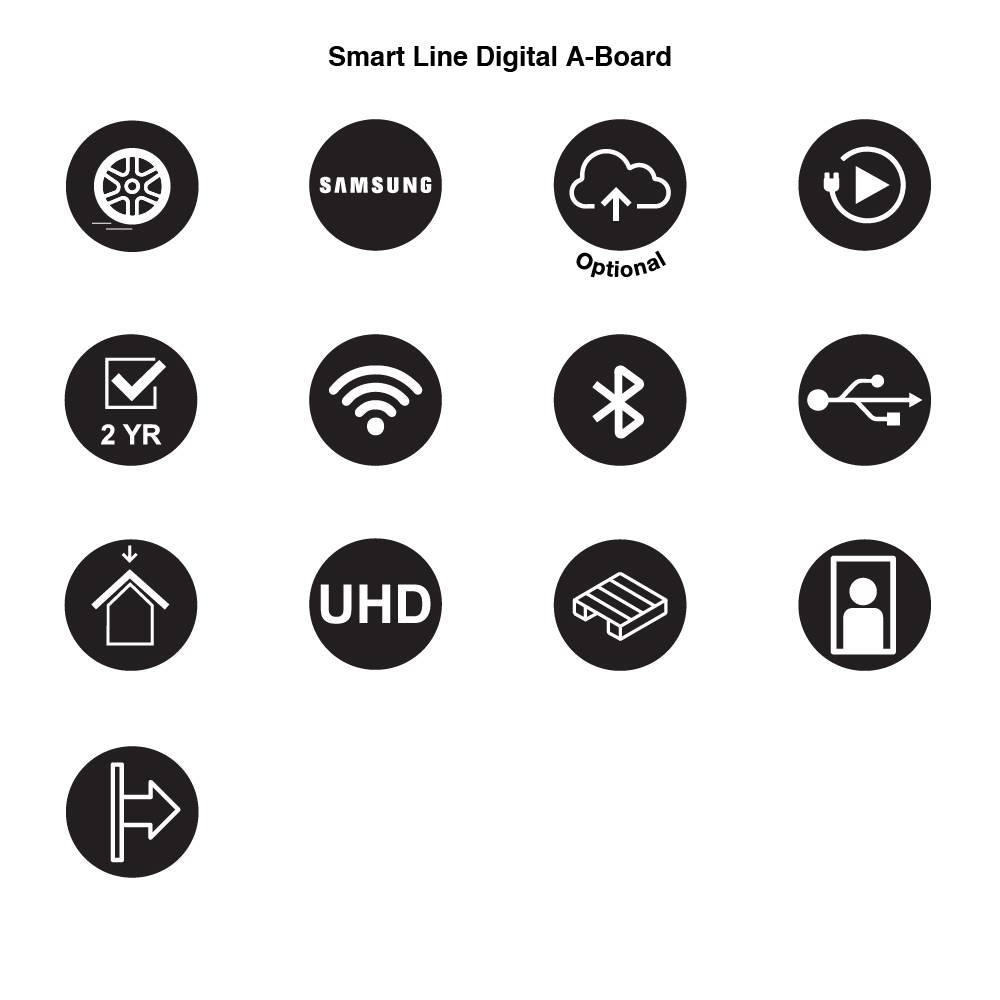 Smart Line Digitaler Kundenstopper 43 Zoll - Samsung QM43RC- 500 cd/m² - UHD - 24/7 - Weiß