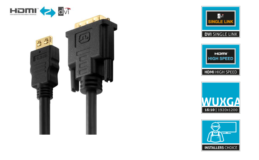 Purelink PI3000-010 - Zertifiziertes 2K HDMI / DVI Kabel – Schwarz - 1,0m