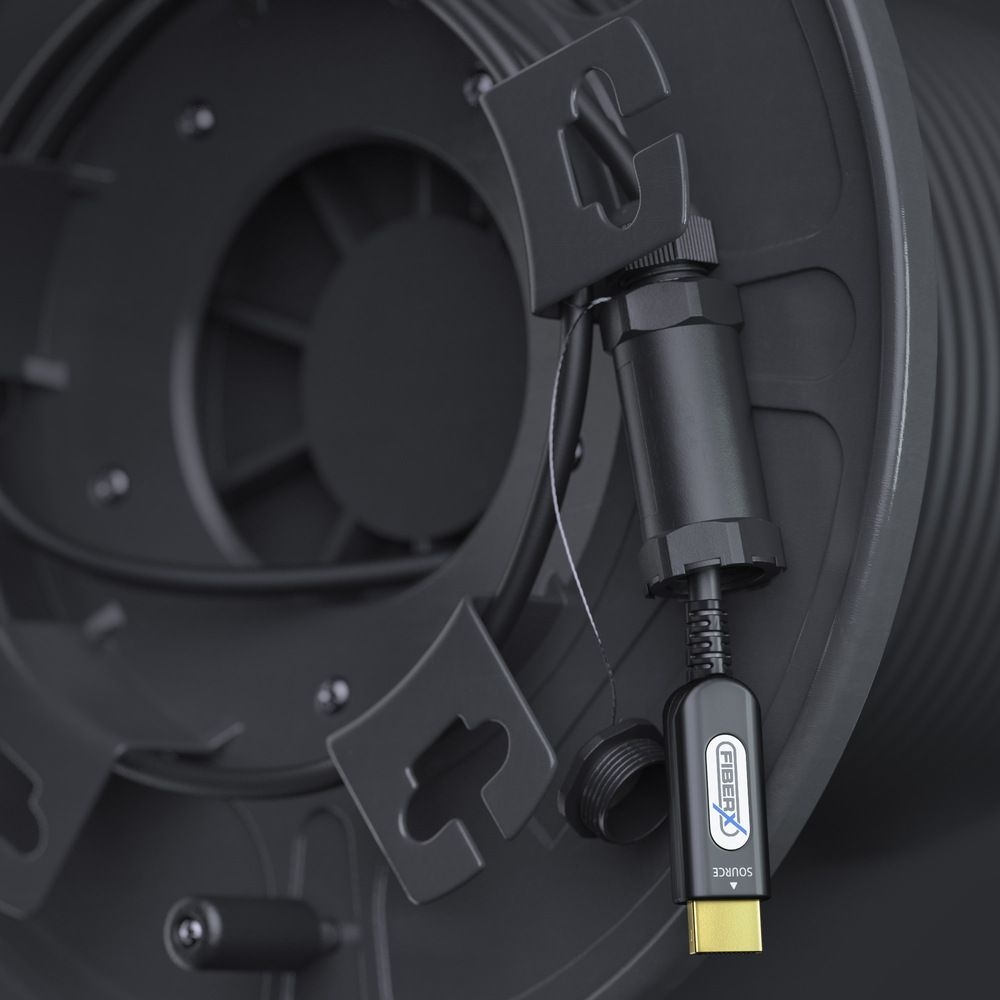 FiberX FX-I360-050 - HDMI 2.0 - 4K - Gepanzertes Glasfaserkabel mit Kabeltrommel - 50m