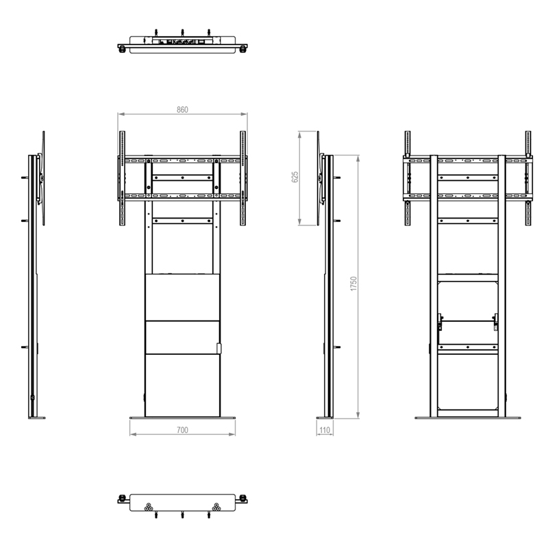 Hagor Pro-Tower Wall - Standsystem zur Boden-Wandmontage - 55-86 Zoll - VESA 800x600mm - bis 100 kg - Schwarz