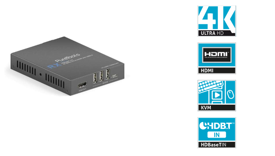 PureTools PT-HDBT-1020HU-RX - HDBaseT 3.0 HDMI- und USB 2.0 Receiver